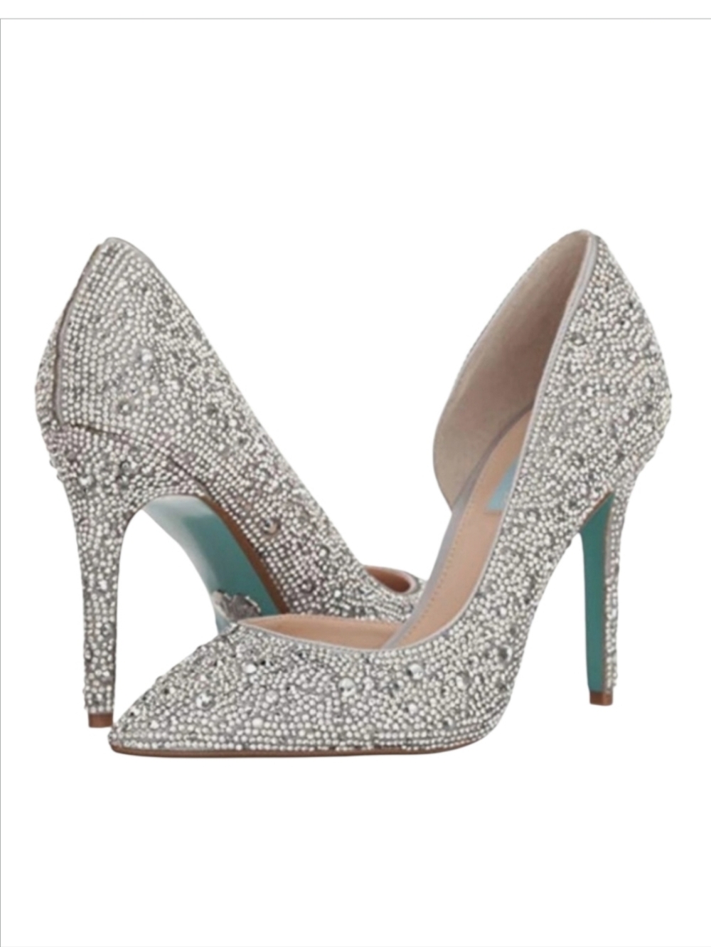 Betsey Johnson Hazil Silver Rhinestone Pumps 7.5